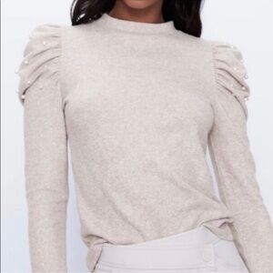 Zara Taupe Crewneck Knit Sweater